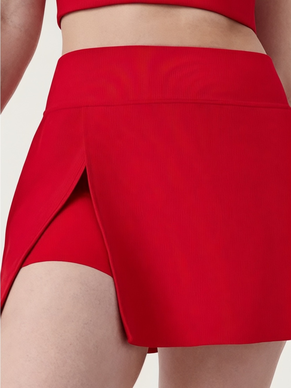 SPANX Contour Rib Front Slit Skort in Red Small